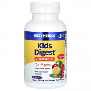 Enzymedica, Kids Digest, пищеварительные ферменты для детей, со вкусом фруктового пунша, 90 таблеток в Москве - eco-herb.ru | фото