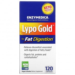 Enzymedica, Lypo Gold, препарат для переваривания жиров, 120 капсул - описание