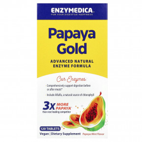 Enzymedica, Papaya Gold, папайя и мята, 120 таблеток - описание | фото