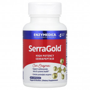 Enzymedica, SerraGold®, высокоэффективная серрапептаза, 60 капсул - описание