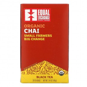 Equal Exchange, Органический черный чай с чаем, 20 чайных пакетиков, 40 г (1,41 унции) - описание
