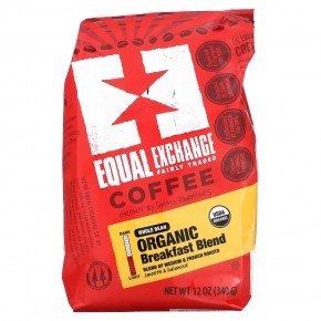 Equal Exchange, органический кофе, смесь для завтрака, цельные зерна, средняя и французская обжарка, 340 г (12 унций) - описание