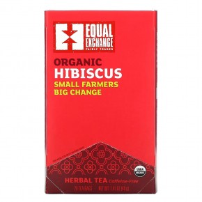 Equal Exchange, Органический травяной чай из гибискуса, без кофеина, 20 чайных пакетиков, 40 г (1,41 унции) - описание