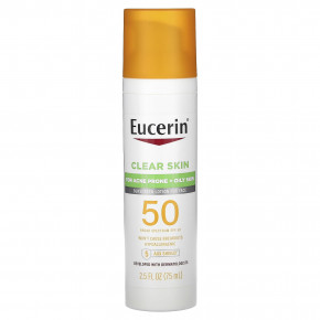 Eucerin, Clear Skin, легкий солнцезащитный лосьон для лица, SPF 50, без отдушек, 75 мл (2,5 жидк. унции) в Москве - eco-herb.ru | фото