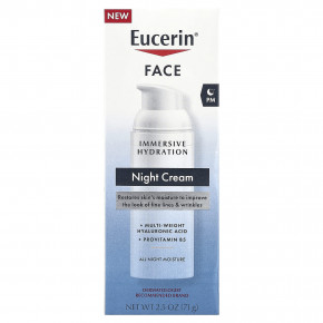 Eucerin, Face, иммерсивный увлажняющий ночной крем, без отдушек, 71 г (2,5 унции) в Москве - eco-herb.ru | фото