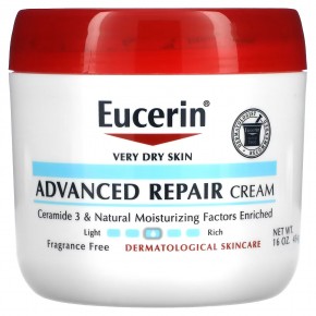Eucerin, усовершенствованный восстанавливающий крем, без отдушек, 454 г (16 унций) - описание