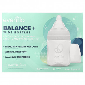 Evenflo Feeding, Balance+, флаконы, широкая, для детей от 0 месяцев, медленный поток, 3 флакона по 150 мл (5 унций) в Москве - eco-herb.ru | изображение Evenflo Feeding, Balance+, флаконы, широкая, для детей от 0 месяцев, медленный поток, 3 флакона по 150 мл (5 унций) в Москве - eco-herb.ru | фото