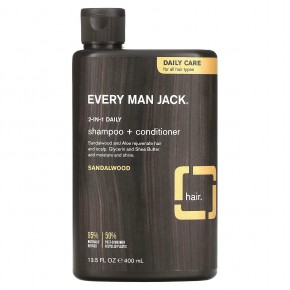 Every Man Jack, 2-in-1 Daily Shampoo & Conditioner, For All Hair Types, Sandalwood, 13.5 fl oz (400 ml) в Москве - eco-herb.ru | фото