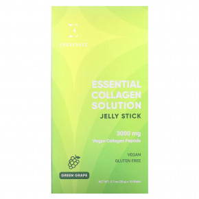 Everydaze, Essential Collagen Solution, желе в стиках, зеленый виноград, 3000 мг, 10 стиков по 20 г (0,7 унции) в Москве - eco-herb.ru | фото