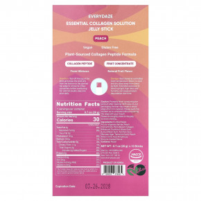 Everydaze, Essential Collagen Solution, желейные стики с коллагеном, персик, 10 стиков по 20 г (0,7 унции) в Москве - eco-herb.ru | фото