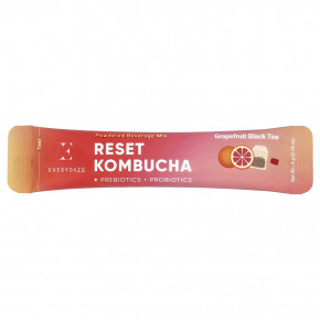 Everydaze, Reset Kombucha, порошковая смесь для напитков, грейпфрутовый черный чай, 10 пакетиков по 5 г (0,18 унции) в Москве - eco-herb.ru | фото