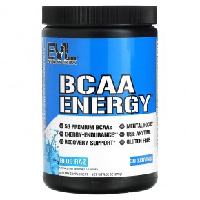 EVLution Nutrition, BCAA Energy®, со вкусом голубой малины, 270 г (9,52 унции) - описание | фото