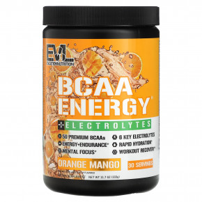 EVLution Nutrition, BCAA Energy Plus, электролиты, апельсин и манго, 333 г (11,7 унции) в Москве - eco-herb.ru | фото