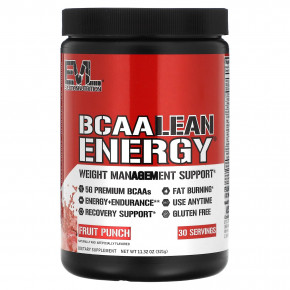 EVLution Nutrition, BCAA LEAN ENERGY, фруктовый пунш, 321 г (11,32 унции) - описание | фото