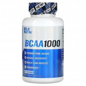 EVLution Nutrition, BCAA1000, 1000 мг, 60 растительных капсул (500 мг в 1 капсуле) - описание | фото