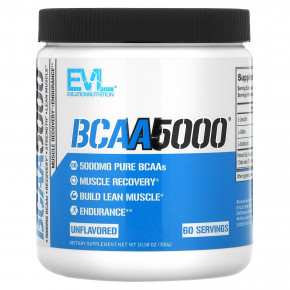 EVLution Nutrition, BCAA5000, без вкусовых добавок, 300 г (10,58 унции) - описание | фото