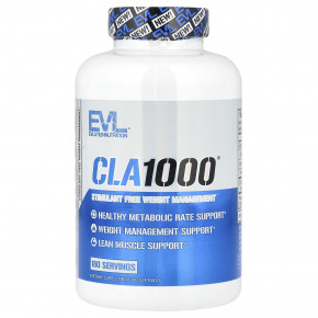 EVLution Nutrition, CLA1000®, средство для коррекции веса без стимуляторов, 180 капсул (1000 мг в 1 капсуле) - описание | фото