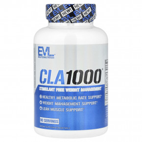 EVLution Nutrition, CLA1000®, средство для коррекции веса без стимуляторов, 90 капсул (1000 мг в 1 капсуле) - описание | фото