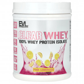 EVLution Nutrition, Clear Whey, 100% изолят сывороточного протеина, со вкусом розового лимонада, 500 г (1,1 фунта) - описание