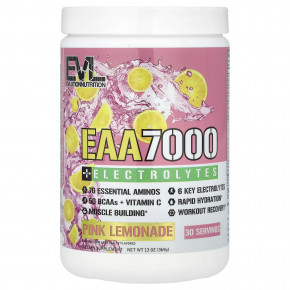 EVLution Nutrition, EAA 7000 + электролиты, розовый лимонад, 369 г (13 унций) - описание | фото