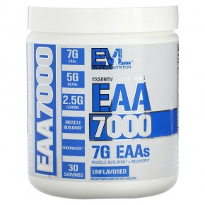EVLution Nutrition, EAA 7000, незаменимые аминокислоты, без добавок, 237 г (8,4 унции) в Москве - eco-herb.ru | фото