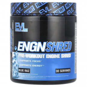 EVLution Nutrition, ENGN® Shred, предтренировочный комплекс Engine Shred®, Blue Raz, 240 г (8,5 унции) - описание