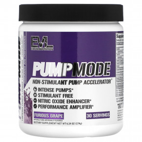 EVLution Nutrition, PumpMode®, Non-Stimulant Pump Accelerator, яростный виноград, 174 г (6,14 унции) - описание