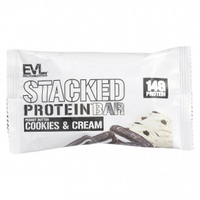 EVLution Nutrition, Stacked Protein Bar, печенье с арахисовой пастой и сливки, 2 батончика, 65 г (2,29 унции) в Москве - eco-herb.ru | фото