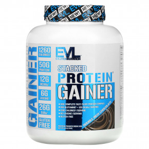 EVLution Nutrition, Stacked Protein Gainer, шоколад двойной насыщенности, 2,72 кг (6 фунтов) - описание | фото