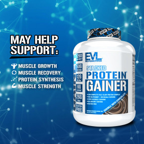 EVLution Nutrition, Stacked Protein Gainer, шоколад двойной насыщенности, 2,72 кг (6 фунтов) в Москве - eco-herb.ru | фото