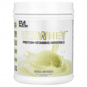 EVLution Nutrition, VitaWhey ™, ванильное мороженое, 554 г (19,5 унции) - описание