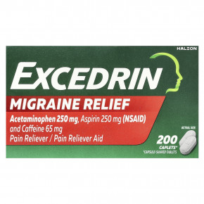 Excedrin, средство от мигрени, 200 капсул - описание | фото