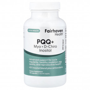 Fairhaven Health, PQQ + мио + D-хироинозитол, 120 капсул - описание | фото