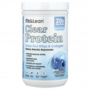 Fit & Lean, прозрачный протеин, со вкусом голубой малины, 474 г (1,04 фунта) - описание | фото