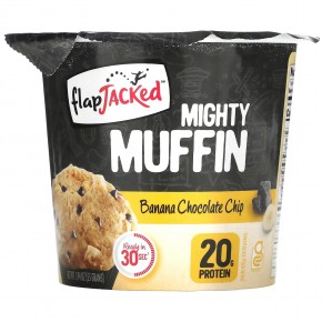FlapJacked, Mighty Muffin, смесь для приготовления кексов, с пробиотиками, банан с шоколадной крошкой, 55 г (1,97 унции) - описание