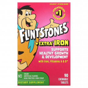 Flintstones, Мультивитамины для детей, с дополнительным содержанием железа, 90 жевательных таблеток - описание | фото