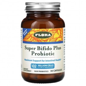 Flora, Super Bifido Plus, пробиотик с бифидобактериями, 120 млрд клеток, 30 капсул в Москве - eco-herb.ru | фото