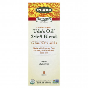 Flora, Udo's Choice, органическая смесь Udo's Oil 3,6,9, 250 мл (8,5 жидк. унции) в Москве - eco-herb.ru | фото