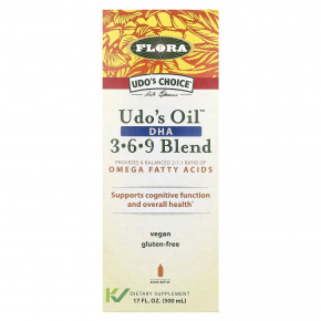 Flora, Udo's Choice, смесь Udo's Oil с ДГК 3-6-9, 500 мл (17 жидких унций) в Москве - eco-herb.ru | фото