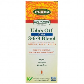 Flora, Udo's Choice, смесь Udo's Oil с ДГК 3-6-9, 500 мл (17 жидких унций) в Москве - eco-herb.ru | фото