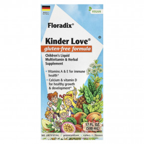 Floradix, Kinder Love®, мультивитамины для детей, 500 мл (16,9 жидк. Унции) - описание | фото