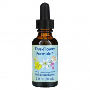 Flower Essence Services, Five-Flower Formula, смесь цветочных эссенций, 30 мл (1 жидк. унция) - описание | фото