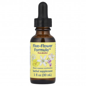 Flower Essence Services, Five-Flower Formula™, смесь цветочных эссенций, без спирта, 30 мл (1 жидк. унция) - описание | фото
