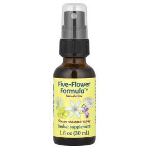 Flower Essence Services, Five-Flower Formula, Спрей с цветочной эссенцией, не содержит спирта, 1 ж. унций (30 мл) в Москве - eco-herb.ru | фото