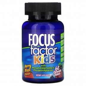 Focus Factor, Добавка для детей «Focusfactor», ягодный взрыв, 60 жевательных пластинок - описание | фото