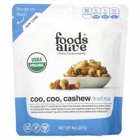 Foods Alive, Organic Trail Mix, Coo, Coo, кешью, 227 г (8 унций) - описание