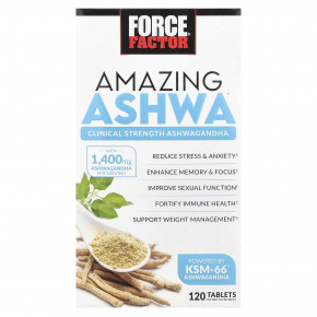 Force Factor, Amazing Ashwa®, 120 таблеток в Москве - eco-herb.ru | фото