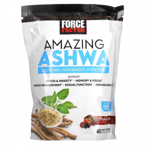 Force Factor, Amazing Ashwa®, тройная ягода, 60 жевательных таблеток из суперфудов в Москве - eco-herb.ru | фото