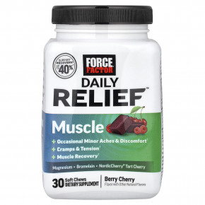Force Factor, Daily Relief™, мышцы, со вкусом ягод и вишни, 30 жевательных таблеток в Москве - eco-herb.ru | фото