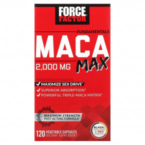 Force Factor, Fundamentals, Maca Max, 120 растительных капсул - описание | фото